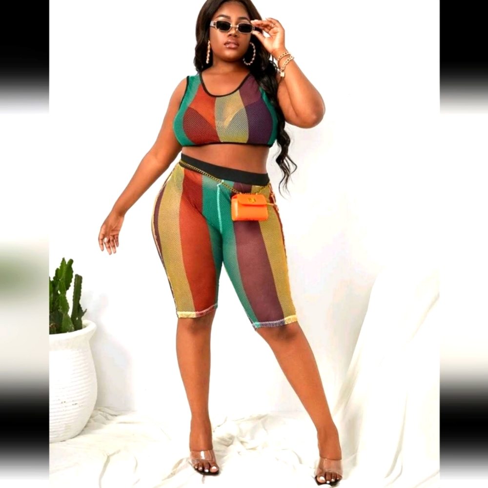 Tricolor Mesh Crop Rank and Builder Shirts